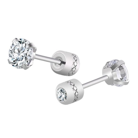 Lakeview Apparel Other - Men's Titanium Silver Diamond Steel 1PC Earring